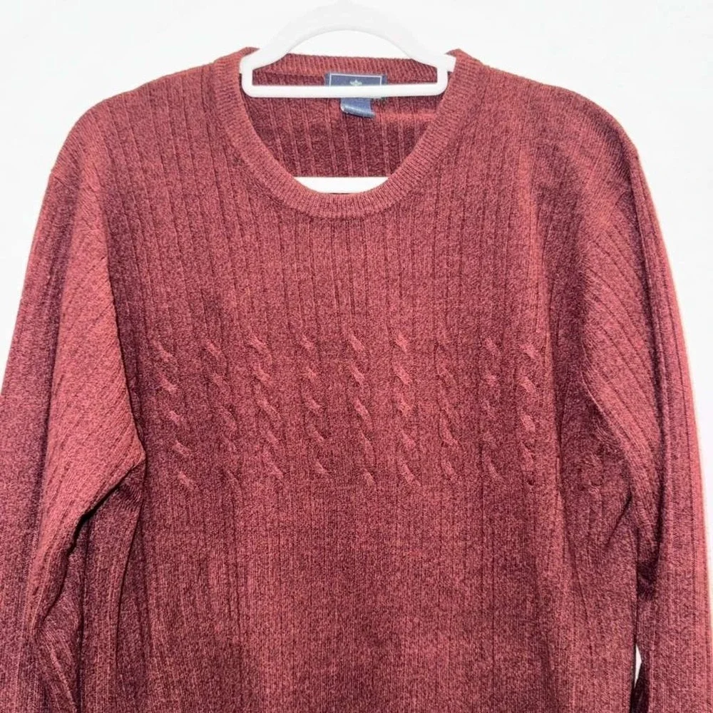 Dockers Men's L Pullover Crew Neck Sweater Cable Knit Burgundy Soft Preppy Look